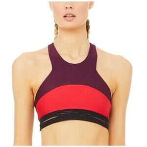 Alo Yoga Endear Colorblock Sports Bra Small Black Pink Athletic Fitness Pilates